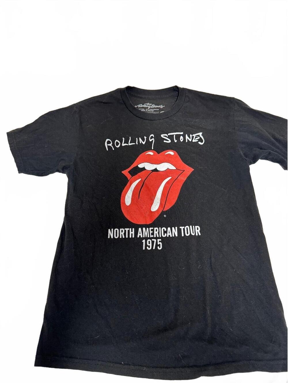 The Rolling Stones North American Tour 1975 Graphic T-Shirt Black Medium